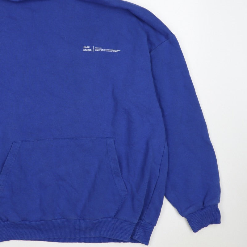 Boohoo Women Blue S Pullover Hoodie Logo Kangaroo Pocket Cotton Blend