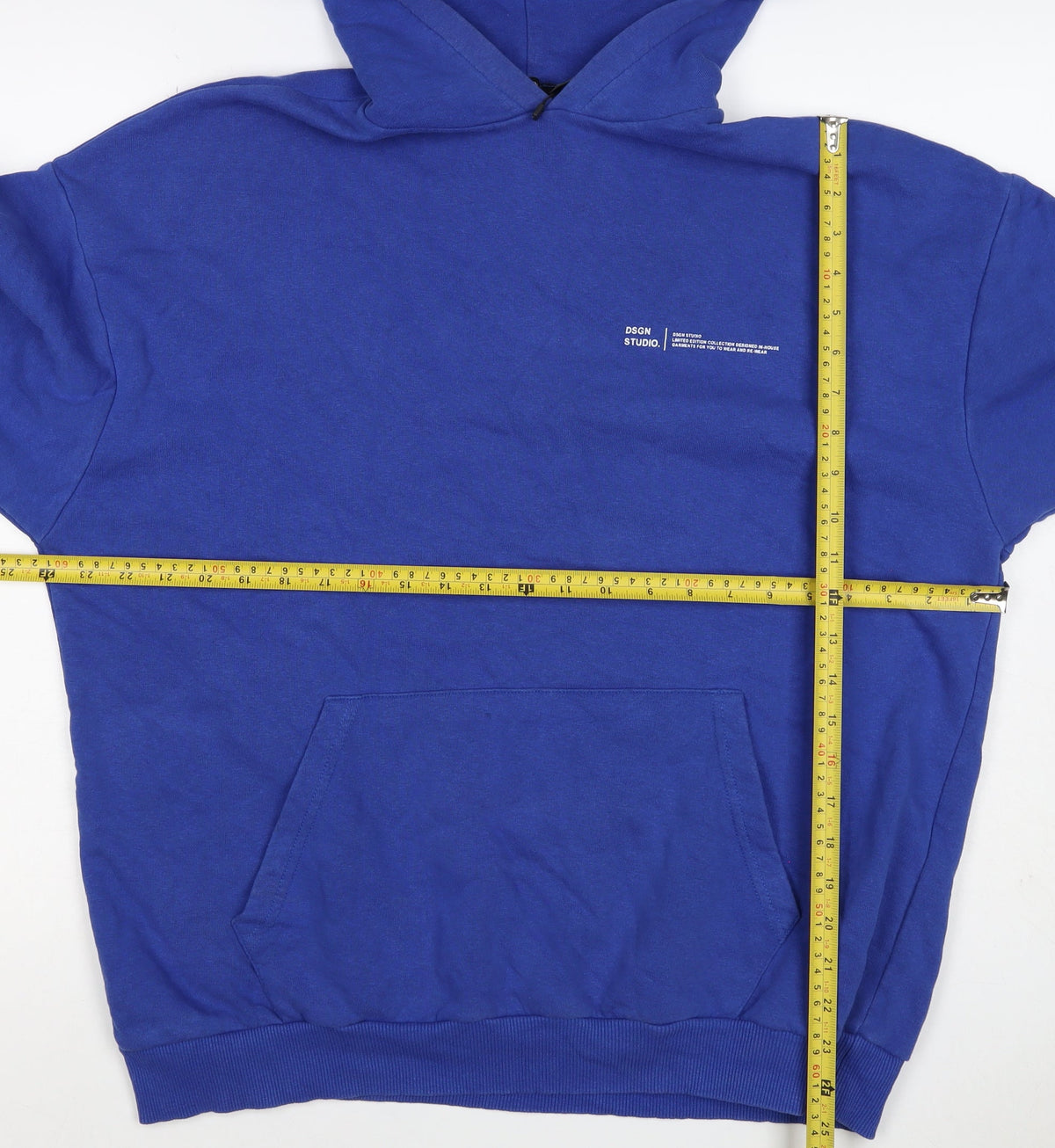 Boohoo Women Blue S Pullover Hoodie Logo Kangaroo Pocket Cotton Blend