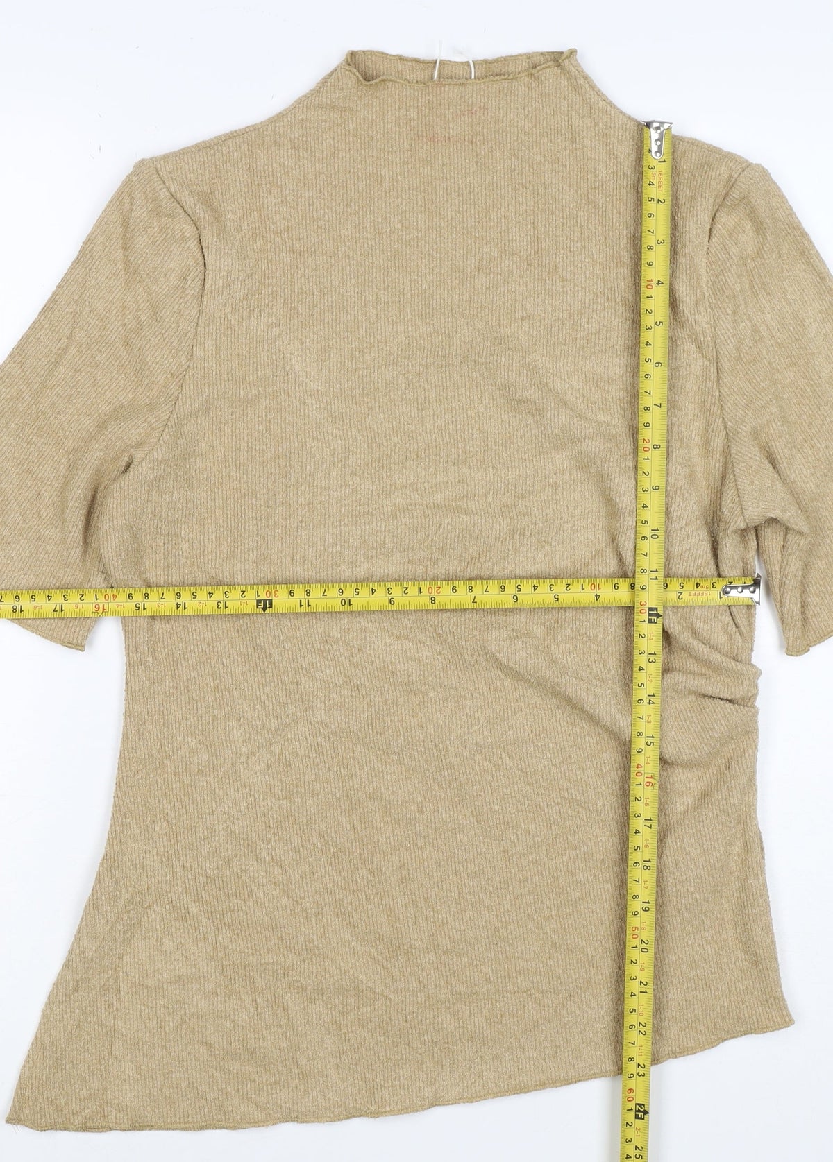 Marks and Spencer Women Beige UK 16 Knit Tunic Mock Neck Bell Sleeve Top