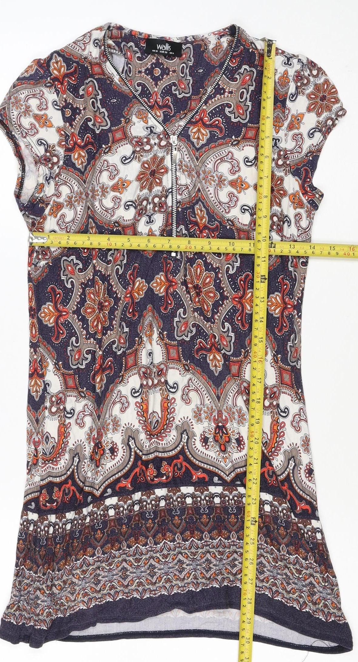 Wallis Women’s Multicoloured Paisley Shift Dress UK 10 Short Sleeve