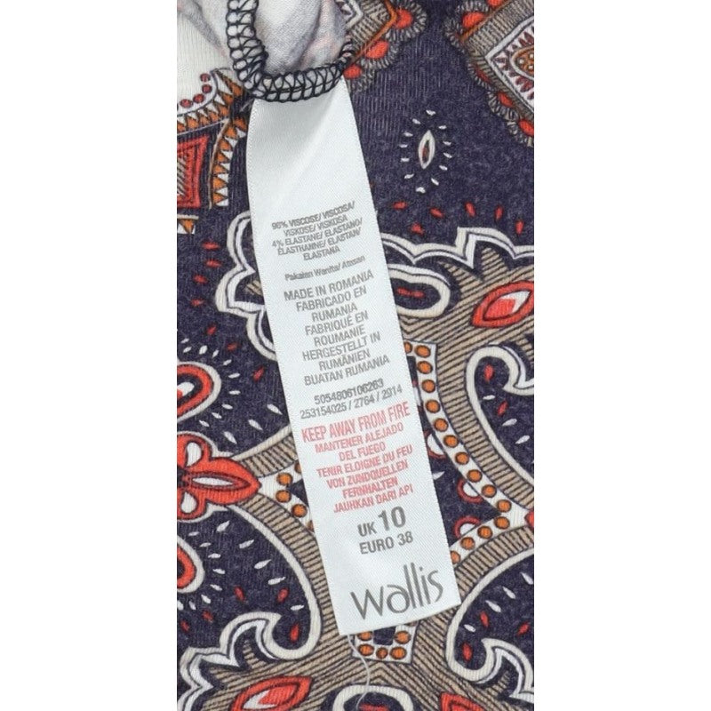 Wallis Women’s Multicoloured Paisley Shift Dress UK 10 Short Sleeve