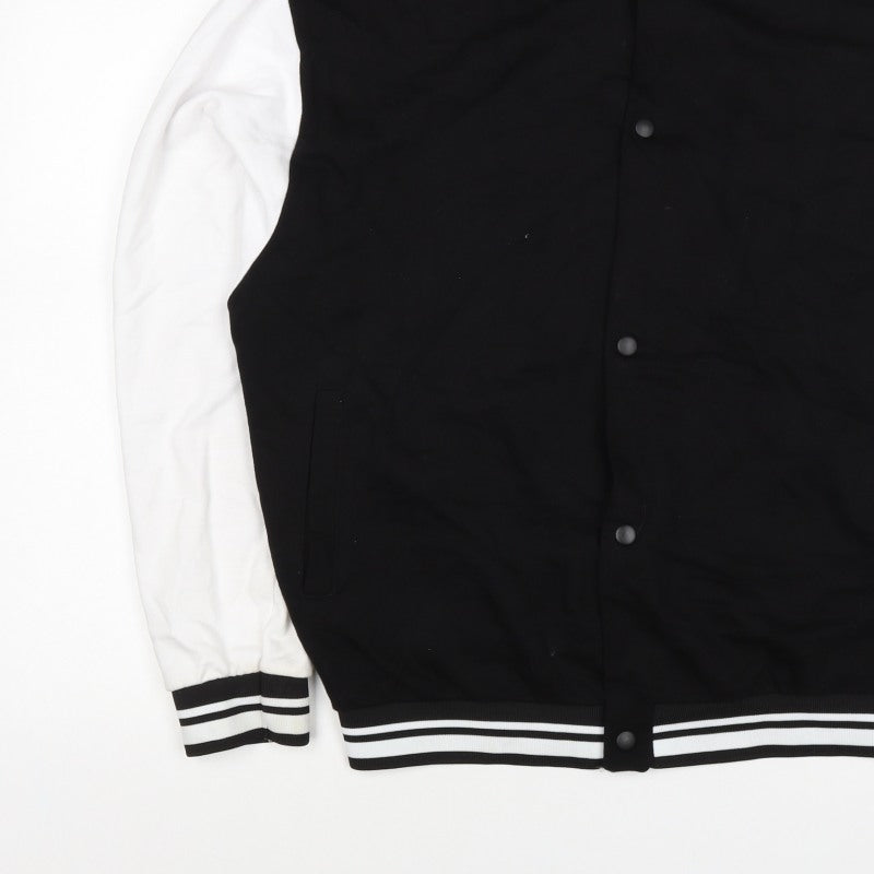 ASOS Design Men’s Black White L Varsity Bomber Jacket 42in Snap