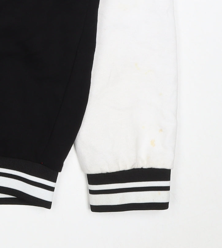 ASOS Design Men’s Black White L Varsity Bomber Jacket 42in Snap
