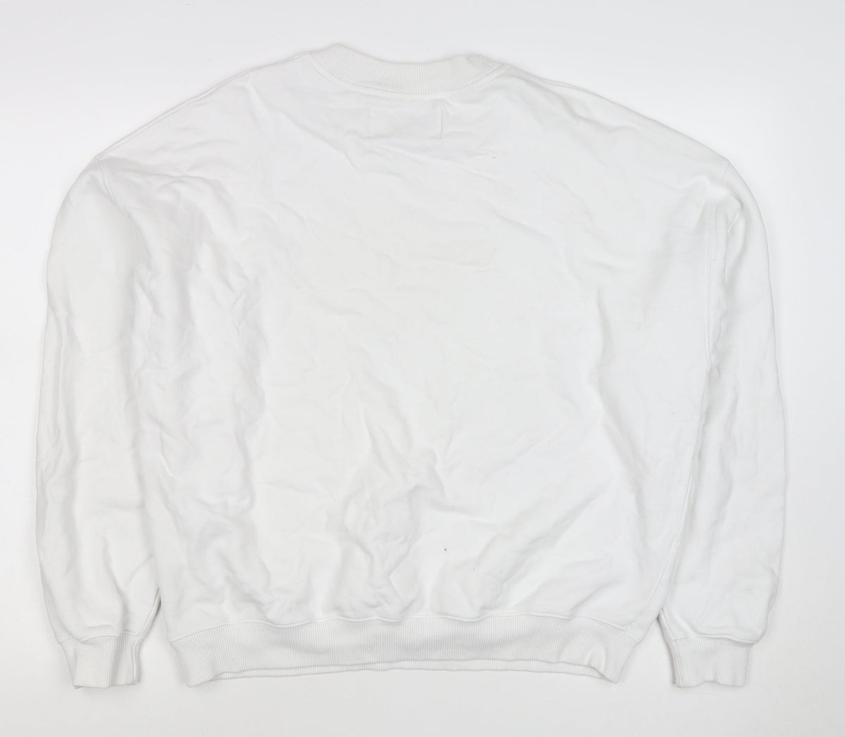 Calvin Klein Jeans Men White M Crew Neck Logo Sweatshirt Neon Stripe