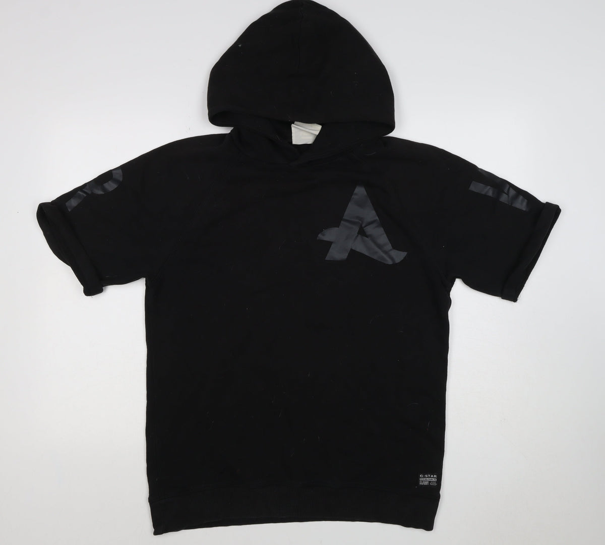 G-Star RAW Men’s Black L Short Sleeve Graphic Pullover Hoodie