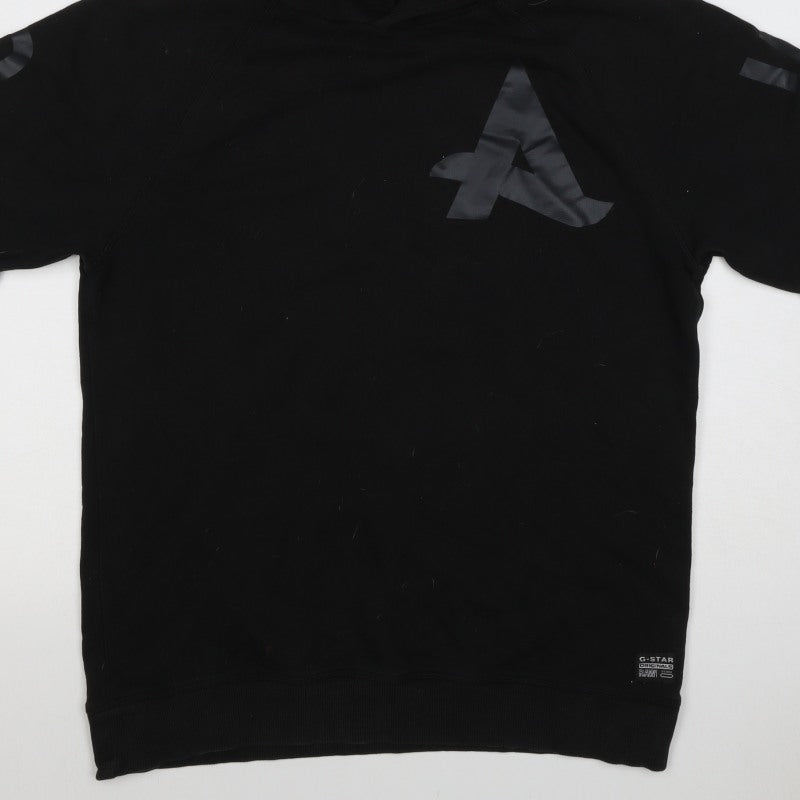 G-Star RAW Men’s Black L Short Sleeve Graphic Pullover Hoodie