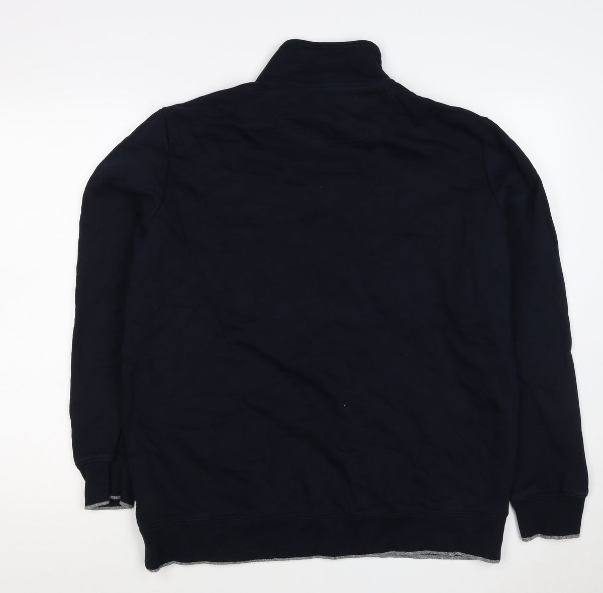 M&S Men’s Navy XL Quarter Zip Cotton Sweatshirt High Neck
