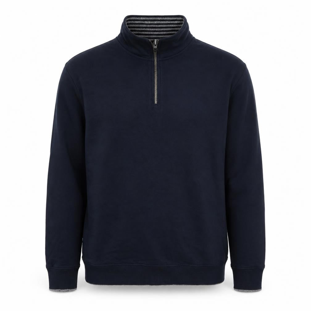 M&S Men’s Navy XL Quarter Zip Cotton Sweatshirt High Neck