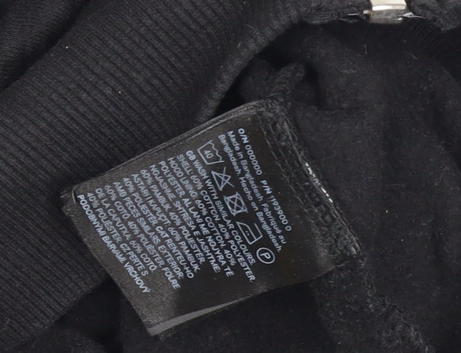 H&M Women Black 2XS Full Zip Hooded Cotton Blend Hoodie