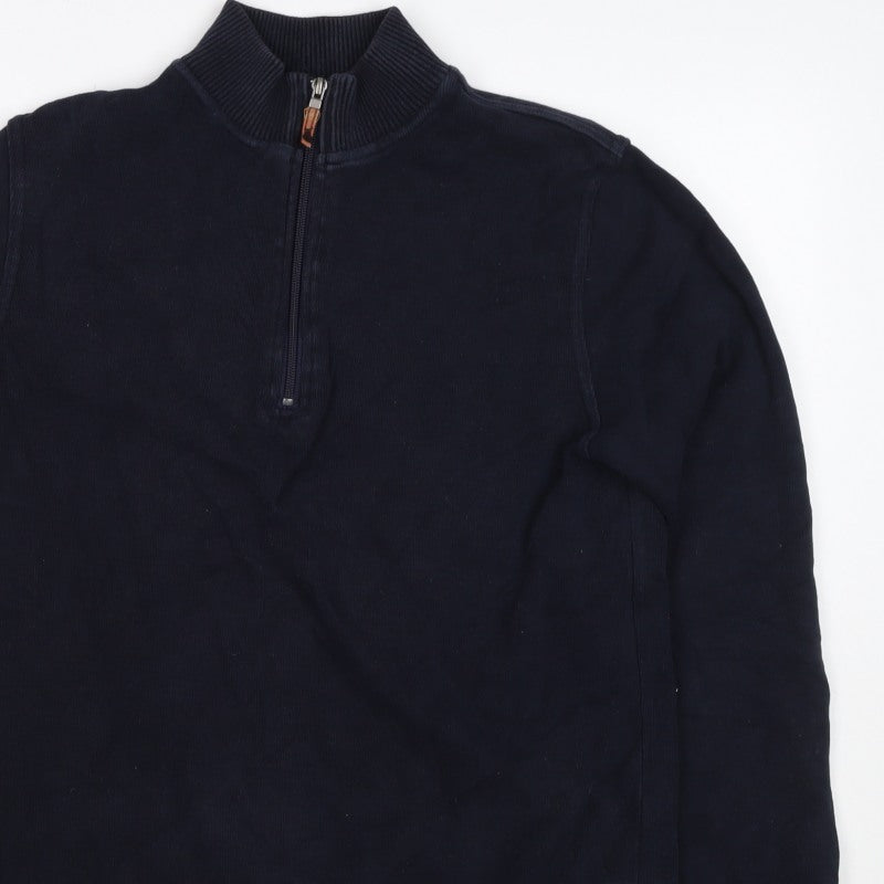 John Partridge Men’s Black S Half Zip High Neck Cotton Sweatshirt