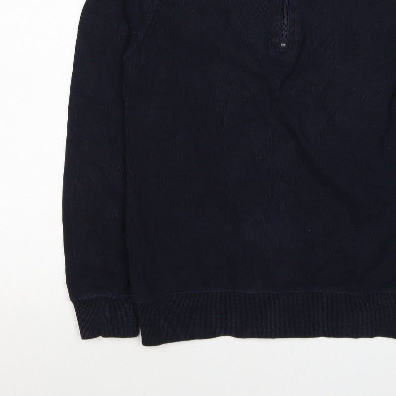 John Partridge Men’s Black S Half Zip High Neck Cotton Sweatshirt