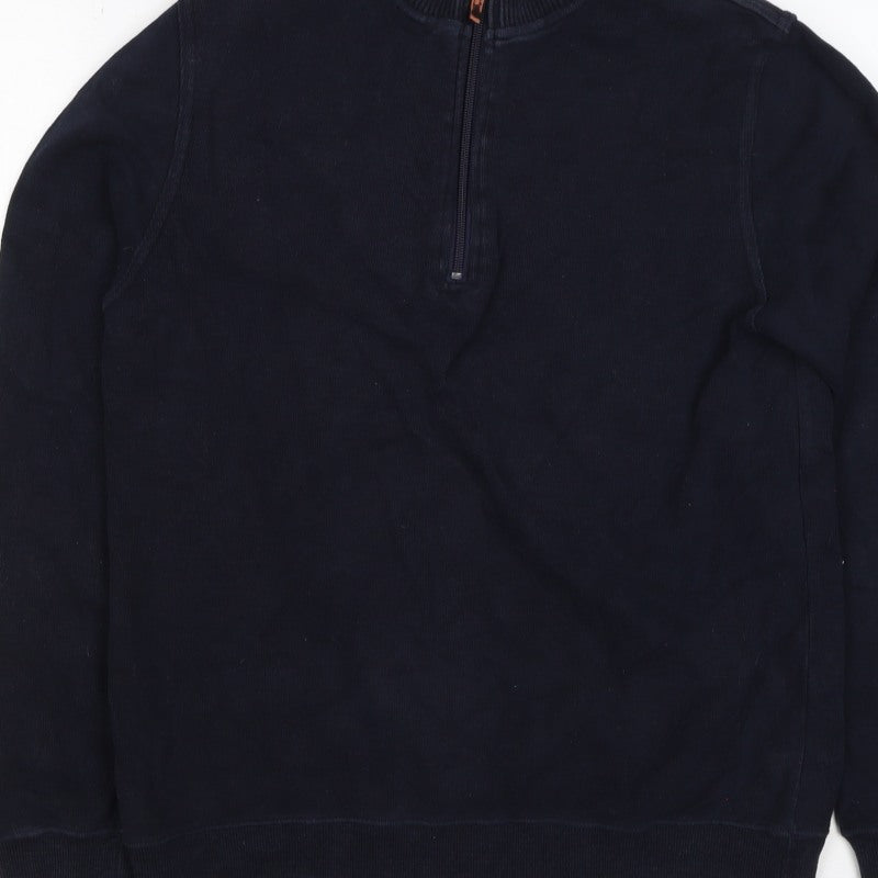 John Partridge Men’s Black S Half Zip High Neck Cotton Sweatshirt