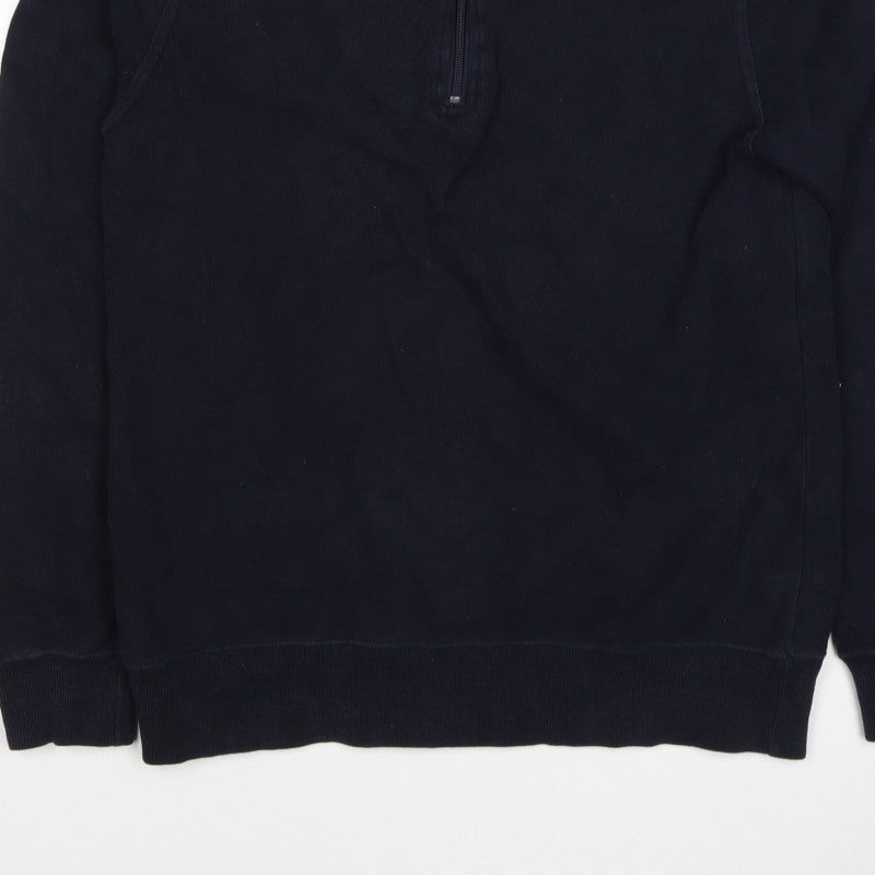 John Partridge Men’s Black S Half Zip High Neck Cotton Sweatshirt