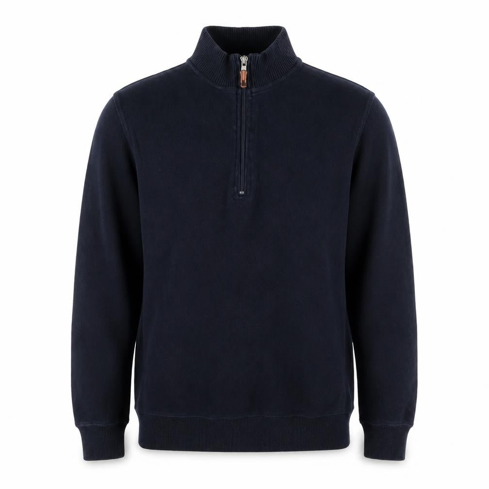 John Partridge Men’s Black S Half Zip High Neck Cotton Sweatshirt