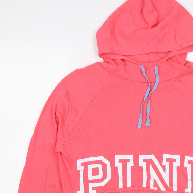 PINK Victoria’s Secret Women Pink M Pullover Cropped Logo Hoodie