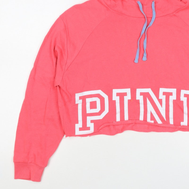 PINK Victoria’s Secret Women Pink M Pullover Cropped Logo Hoodie