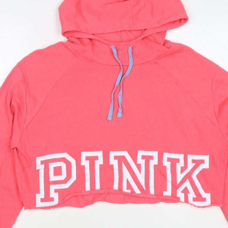 PINK Victoria’s Secret Women Pink M Pullover Cropped Logo Hoodie