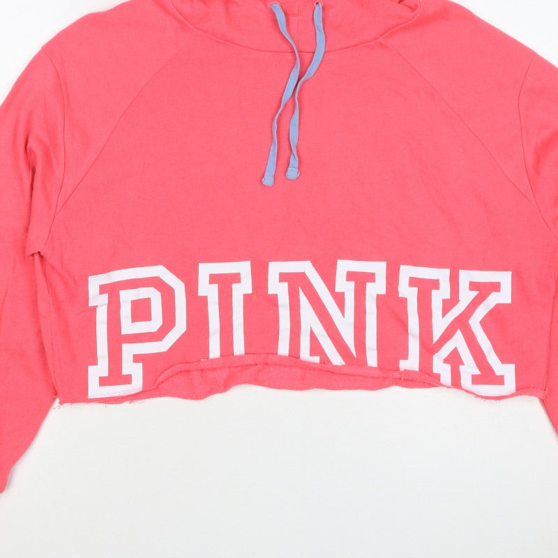 PINK Victoria’s Secret Women Pink M Pullover Cropped Logo Hoodie