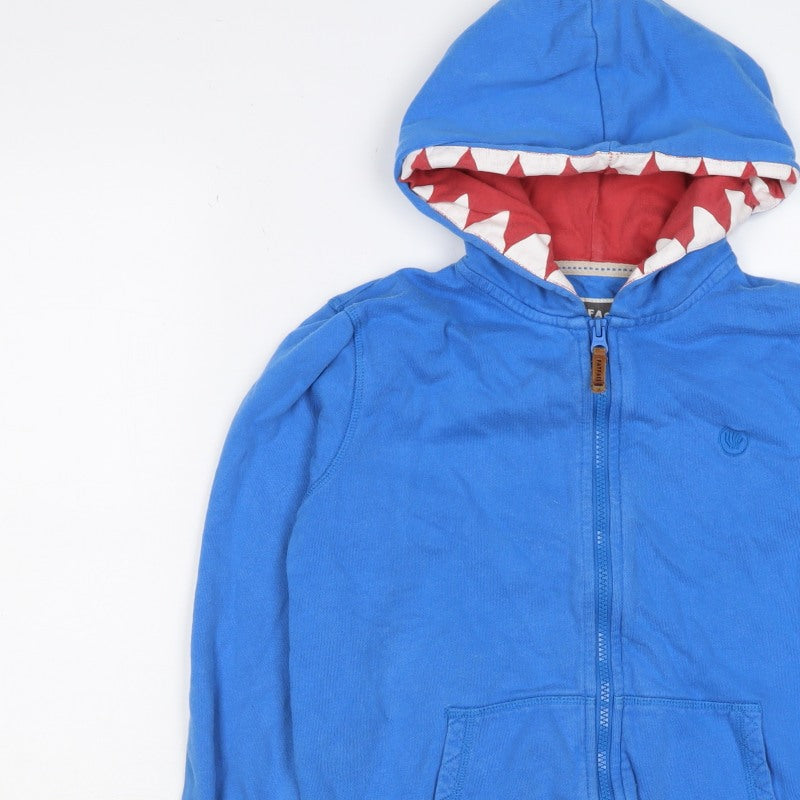 Fat Face Boys Blue 10-11 Years Full Zip Shark Hoodie Cotton