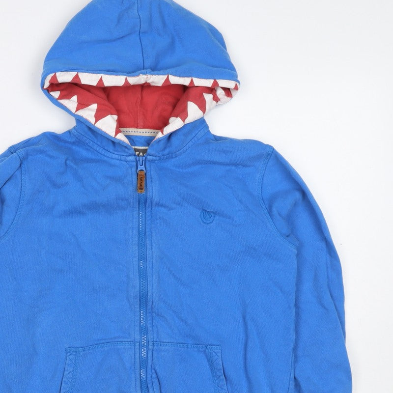 Fat Face Boys Blue 10-11 Years Full Zip Shark Hoodie Cotton