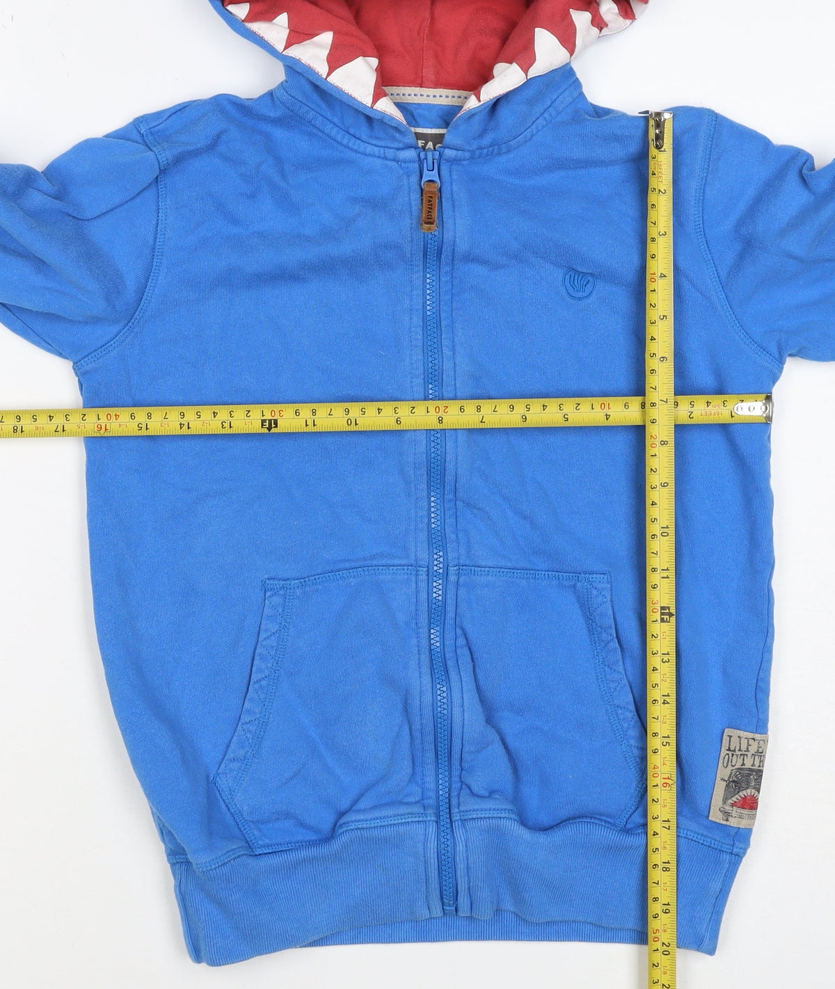 Fat Face Boys Blue 10-11 Years Full Zip Shark Hoodie Cotton