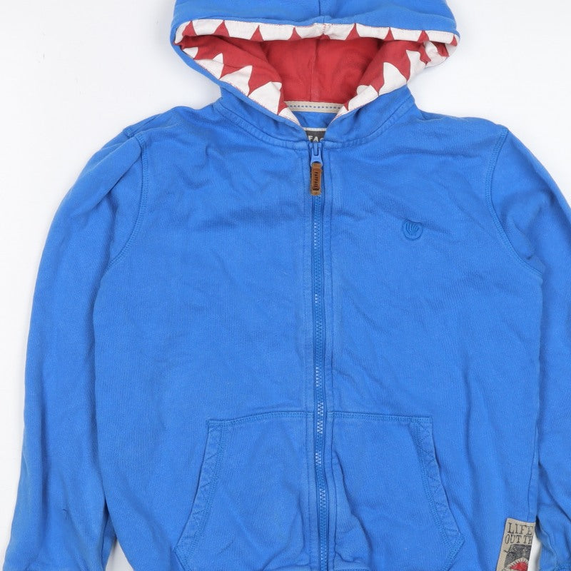 Fat Face Boys Blue 10-11 Years Full Zip Shark Hoodie Cotton