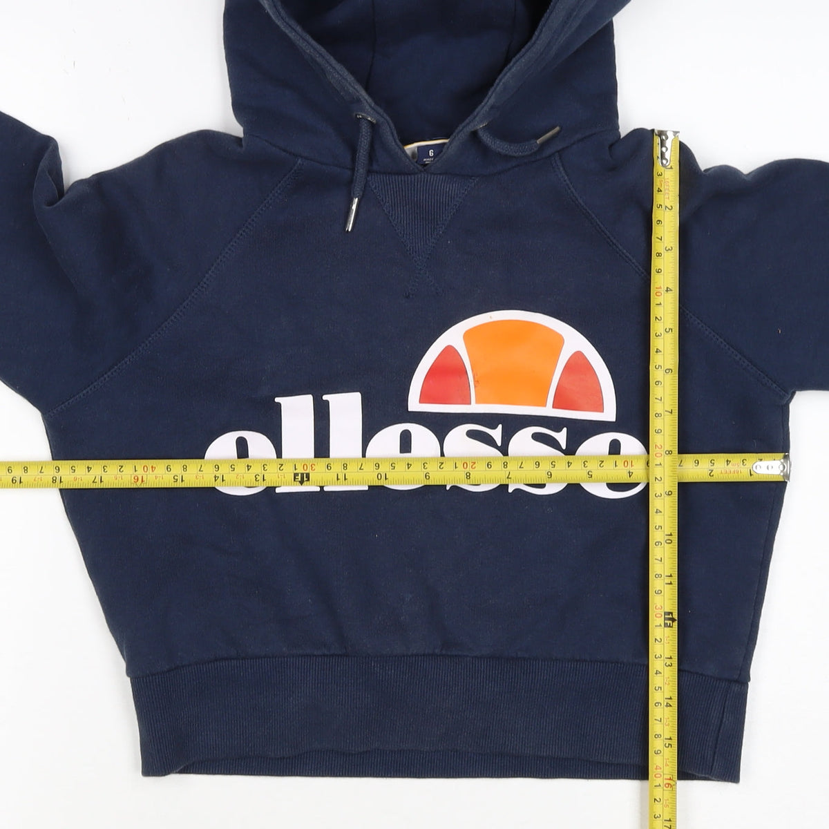 Ellesse Women Navy Blue Logo Hoodie UK 6 Pullover Cotton Blend
