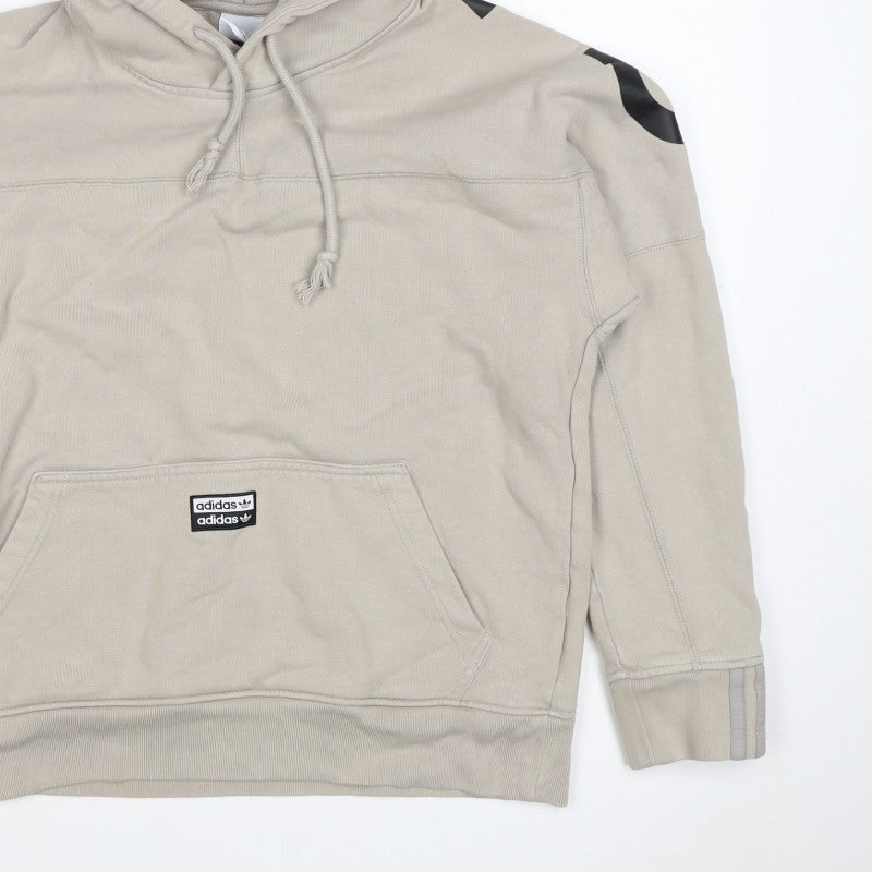 Adidas Boys Beige S Pullover Hoodie Logo Graphic Cotton