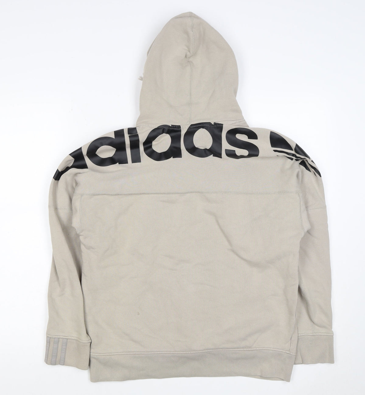 Adidas Boys Beige S Pullover Hoodie Logo Graphic Cotton