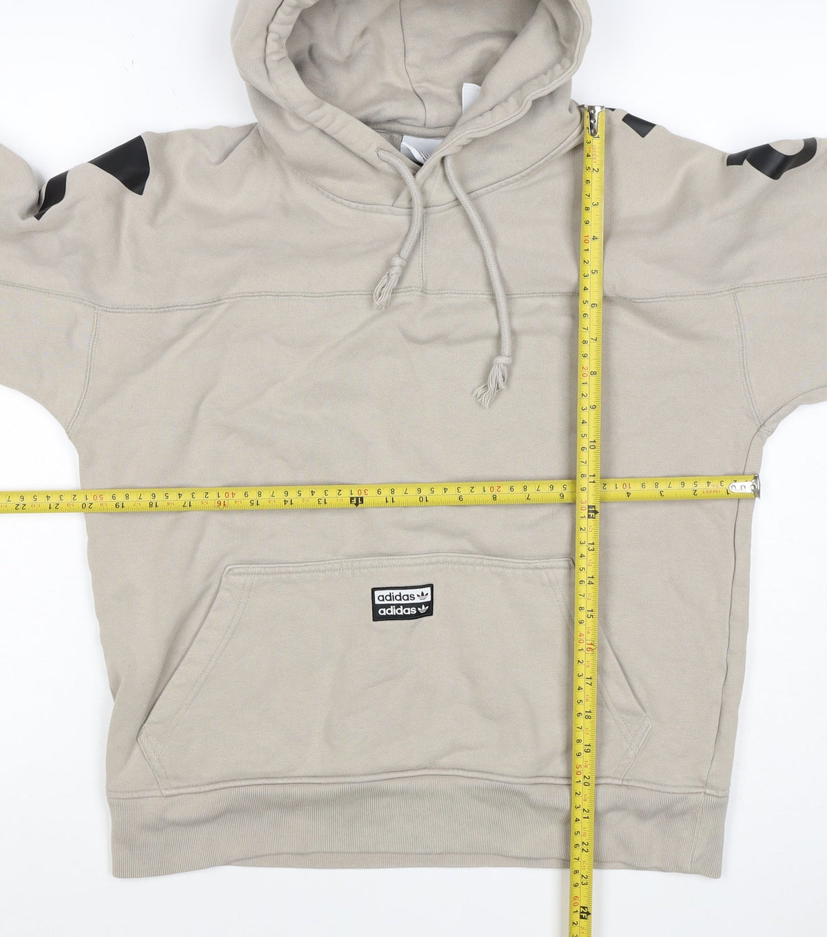 Adidas Boys Beige S Pullover Hoodie Logo Graphic Cotton
