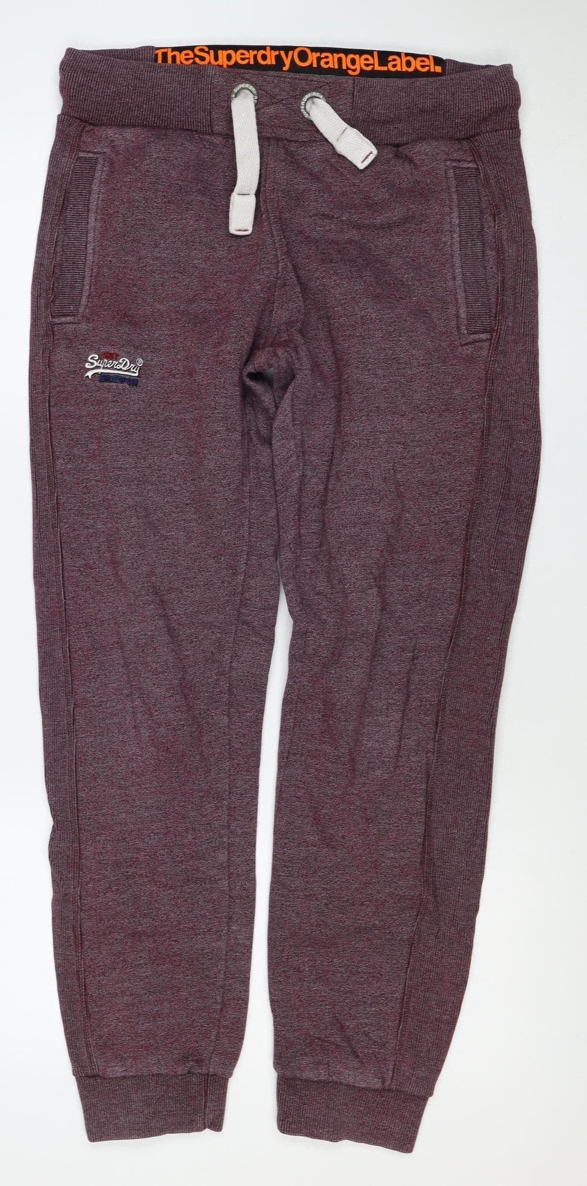 Superdry Men’s Purple Flecked Fleece Joggers Size S Drawstring
