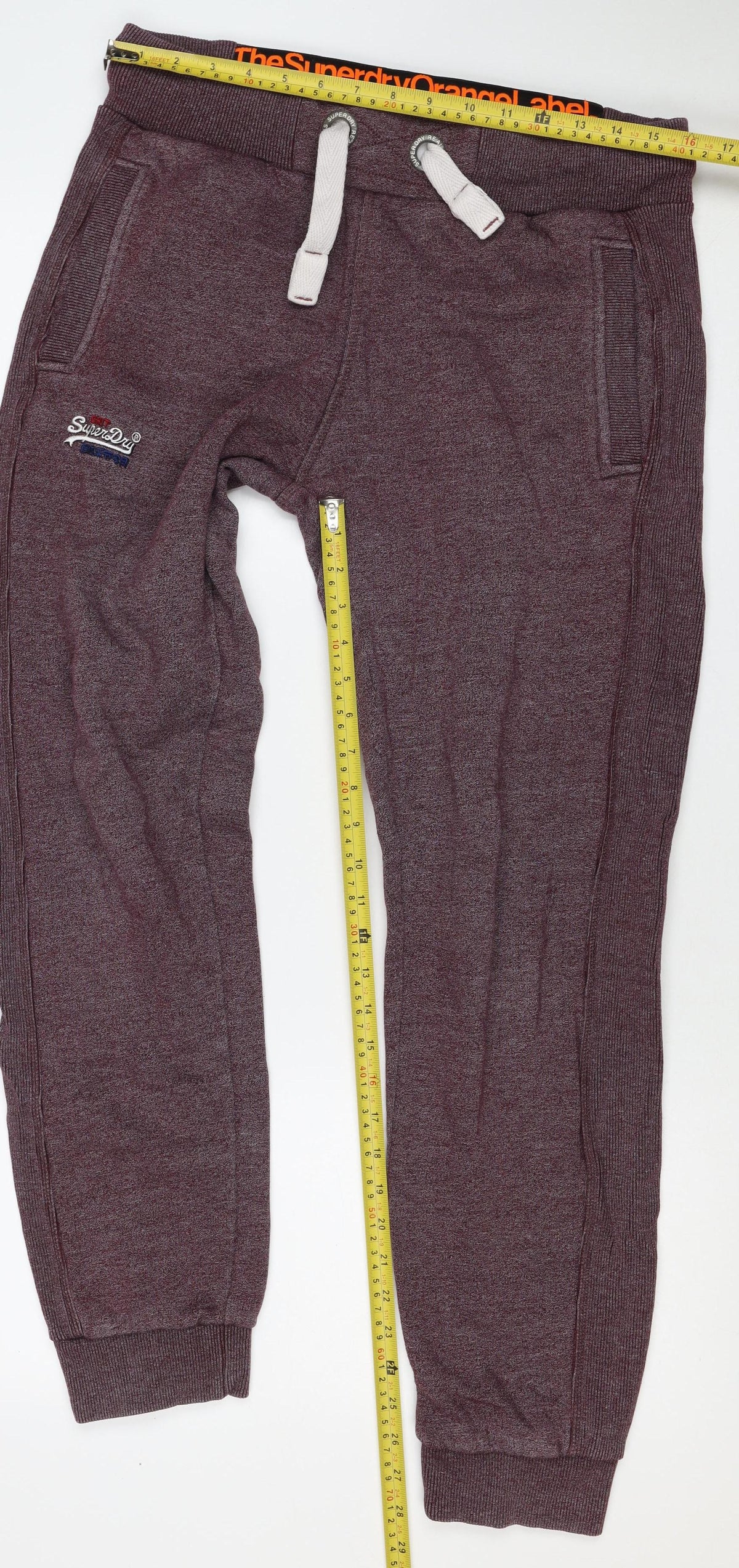 Superdry Men’s Purple Flecked Fleece Joggers Size S Drawstring