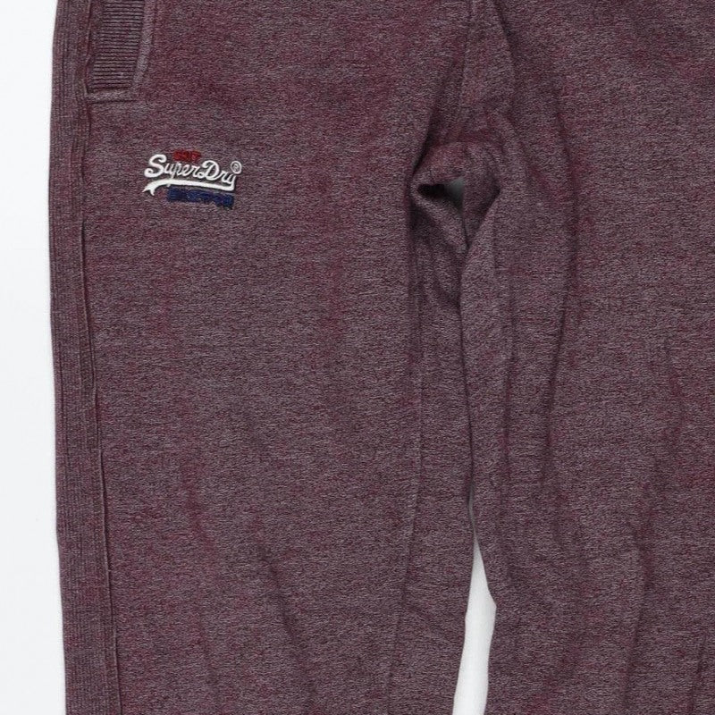 Superdry Men’s Purple Flecked Fleece Joggers Size S Drawstring