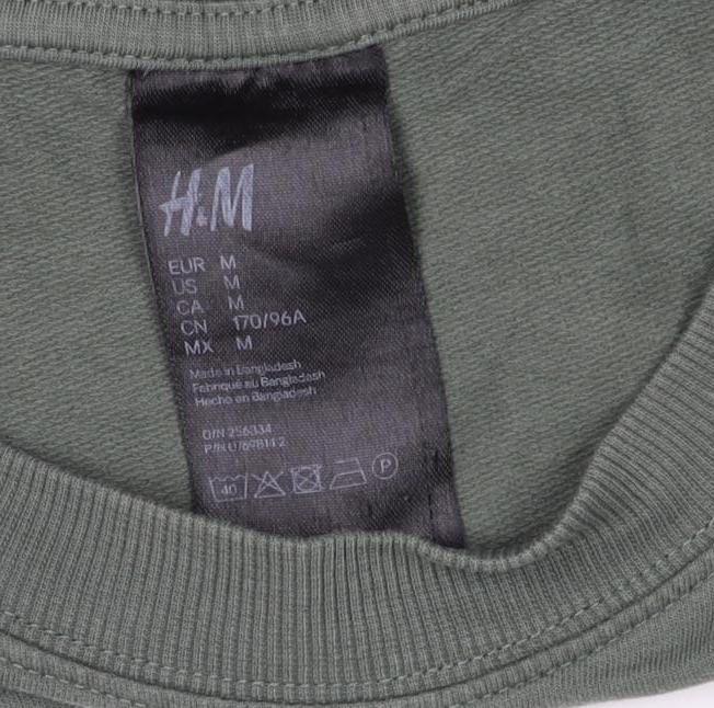 H&M Women Green UK 12 Pullover Sweatshirt Sunshine Good Feelings Cotton