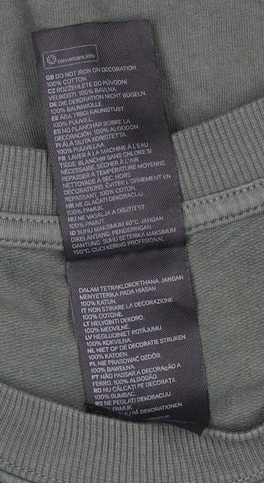H&M Women Green UK 12 Pullover Sweatshirt Sunshine Good Feelings Cotton