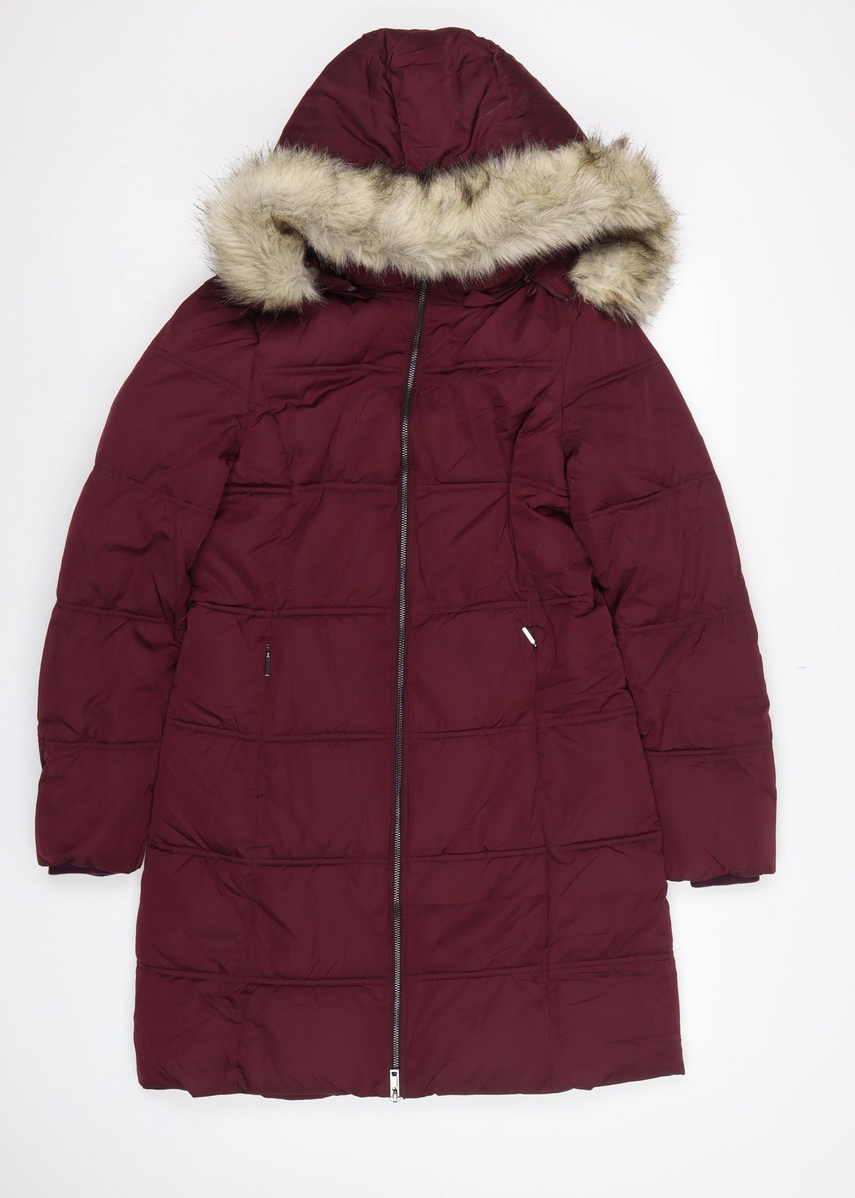 Marks & Spencer Women’s Burgundy UK 8 Stormwear Long Hooded Puffer Coat