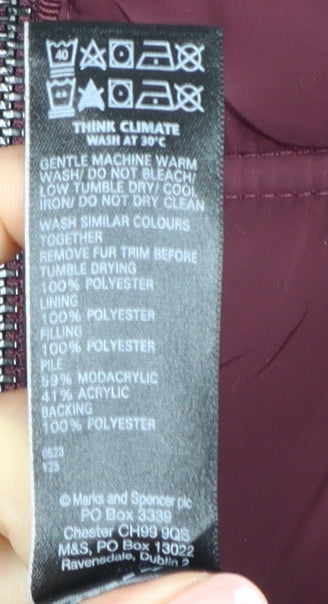 Marks & Spencer Women’s Burgundy UK 8 Stormwear Long Hooded Puffer Coat
