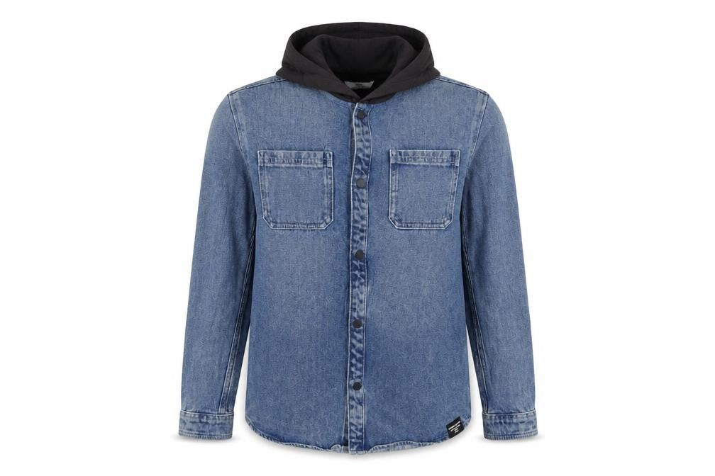 Marks & Spencer Boys Blue 13-14 Years Hooded Denim Shirt Jacket