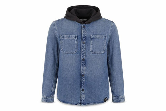 Marks & Spencer Boys Blue 13-14 Years Hooded Denim Shirt Jacket