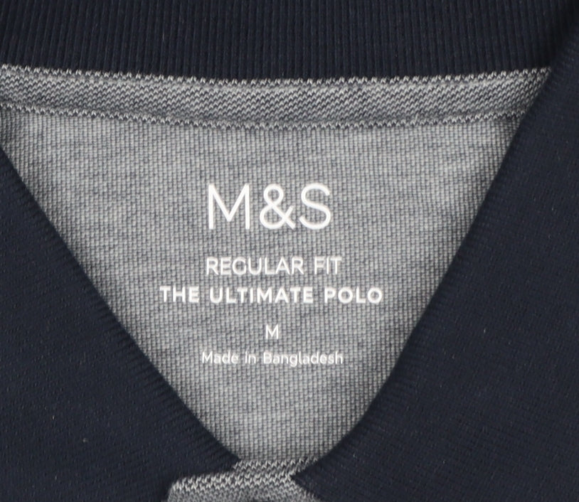 Marks and Spencer Men's Grey M Ultimate Polo Regular Fit Cotton Stretch