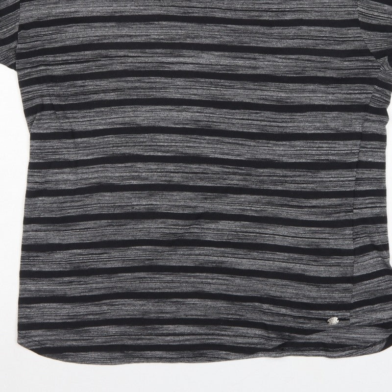 Saltrock Women Grey Black Stripe Cap Sleeve Jersey T-Shirt Size 14