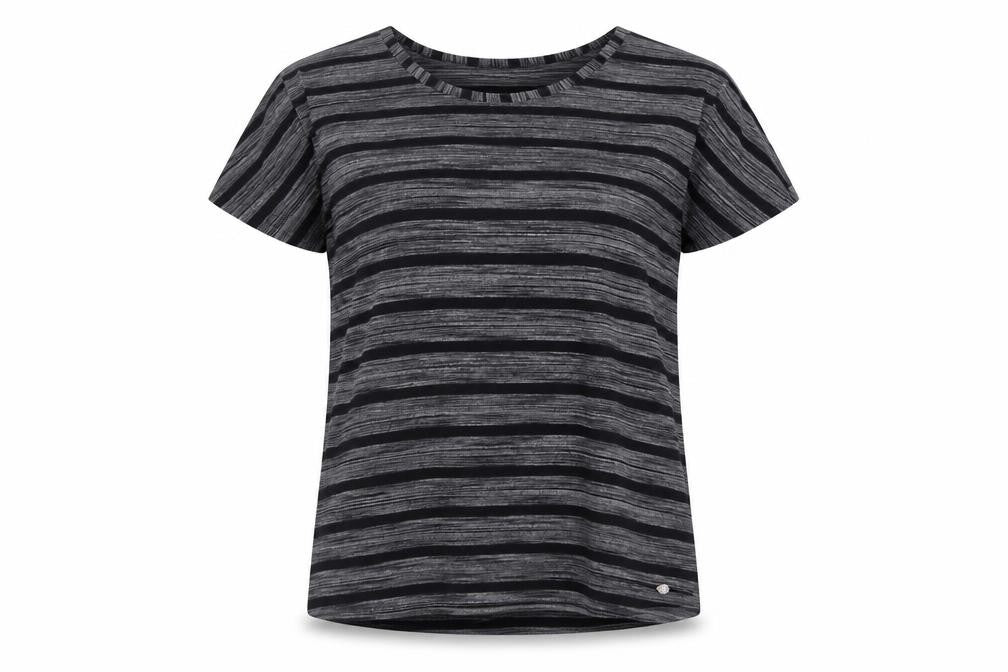 Saltrock Women Grey Black Stripe Cap Sleeve Jersey T-Shirt Size 14
