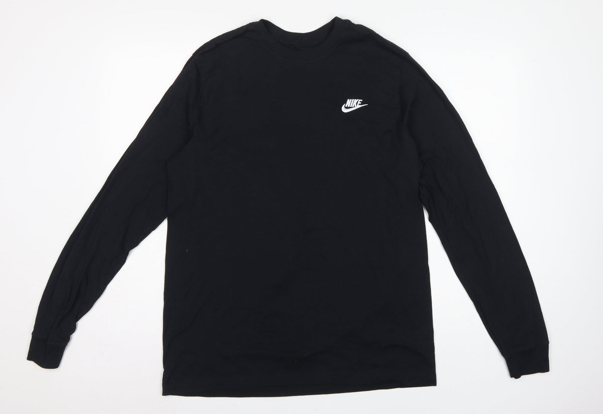 Nike Men's Black M Loose Fit Long Sleeve Logo Cotton T-Shirt