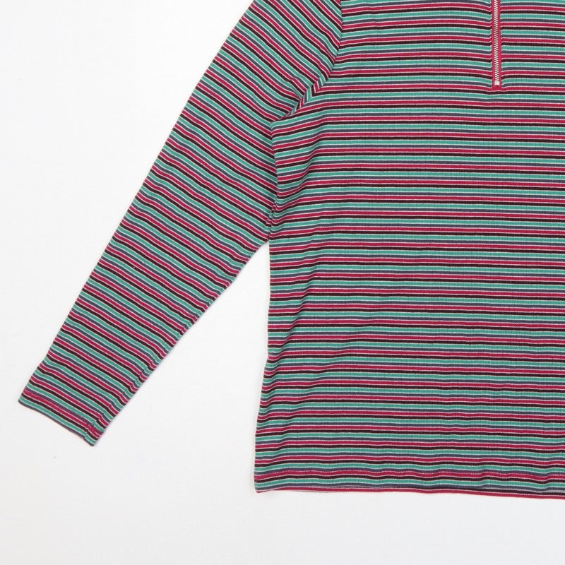 Marks and Spencer Women Multicoloured UK 20 Striped Half Zip Jersey Top