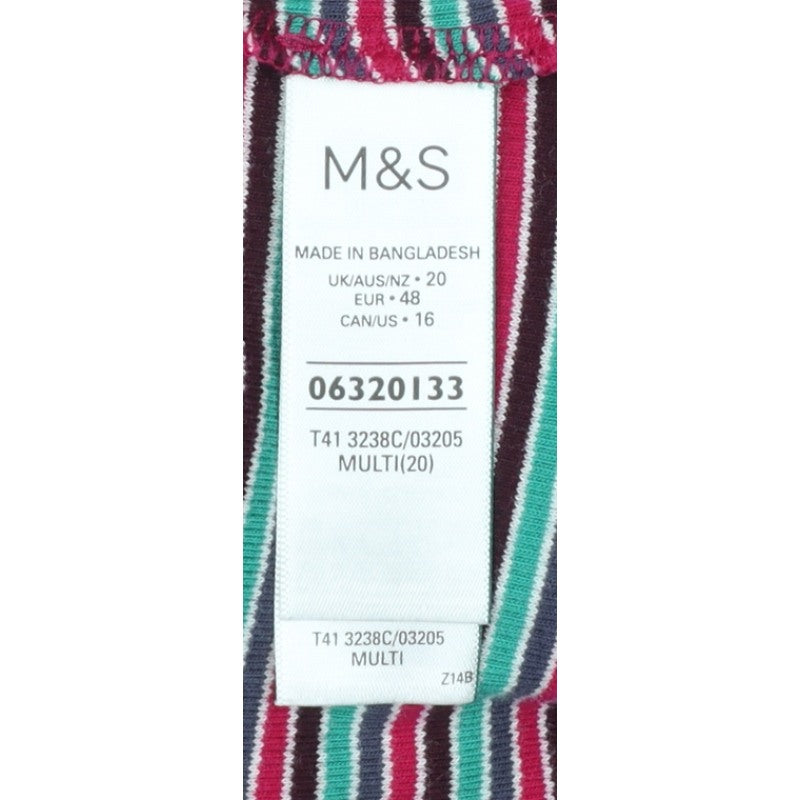 Marks and Spencer Women Multicoloured UK 20 Striped Half Zip Jersey Top