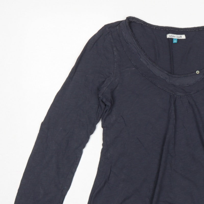 White Stuff Women’s Blue Size 14 Cotton Scoop Neck Button Blouse