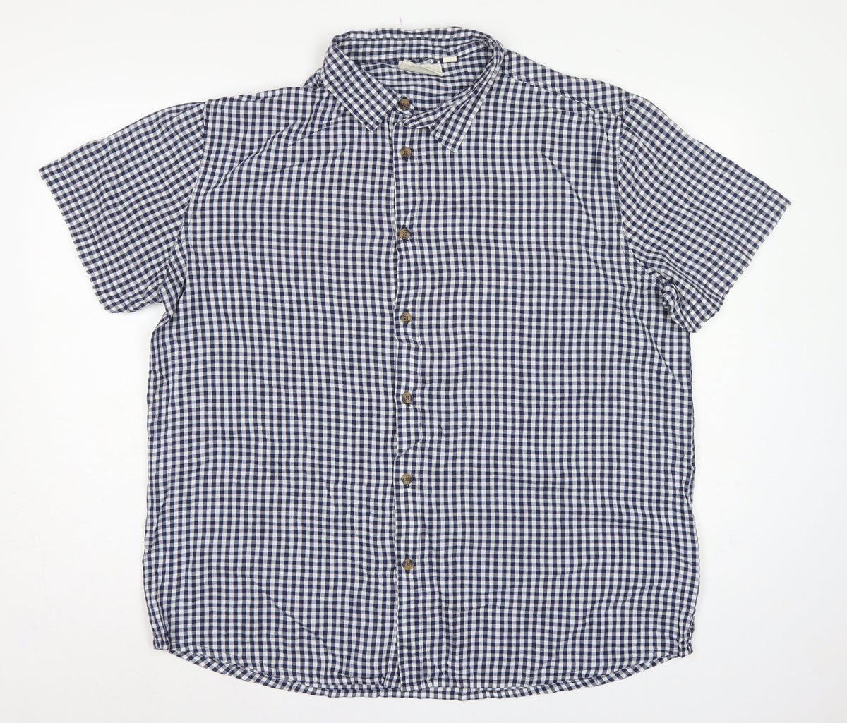 Mountain Warehouse Men’s Blue Gingham Check XL Short Sleeve Button-Up Shirt
