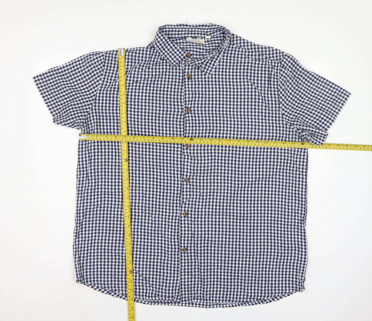 Mountain Warehouse Men’s Blue Gingham Check XL Short Sleeve Button-Up Shirt
