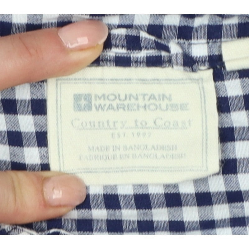 Mountain Warehouse Men’s Blue Gingham Check XL Short Sleeve Button-Up Shirt