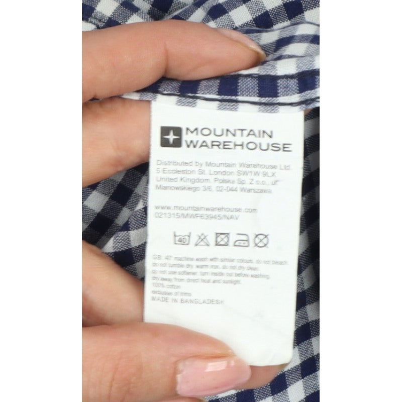 Mountain Warehouse Men’s Blue Gingham Check XL Short Sleeve Button-Up Shirt